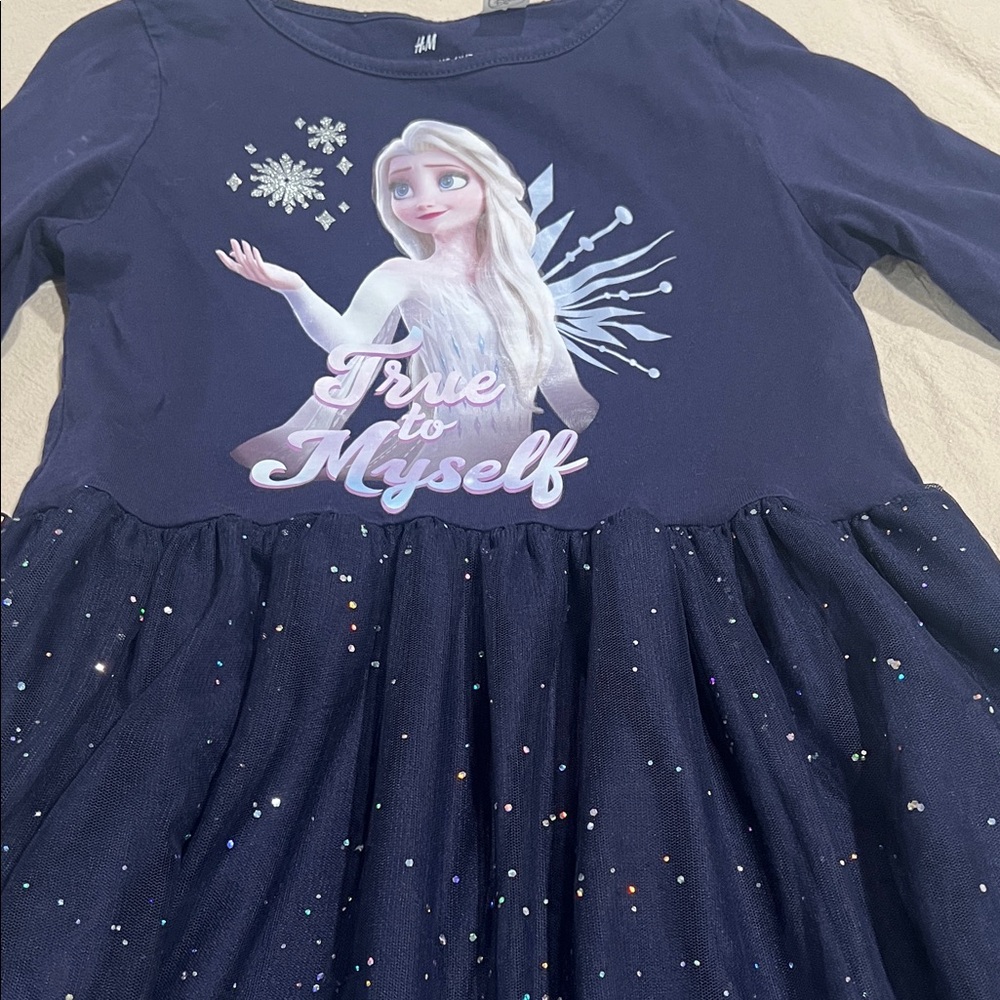 H&M Dark Blue Elsa Dress with Glitter sparkle dress